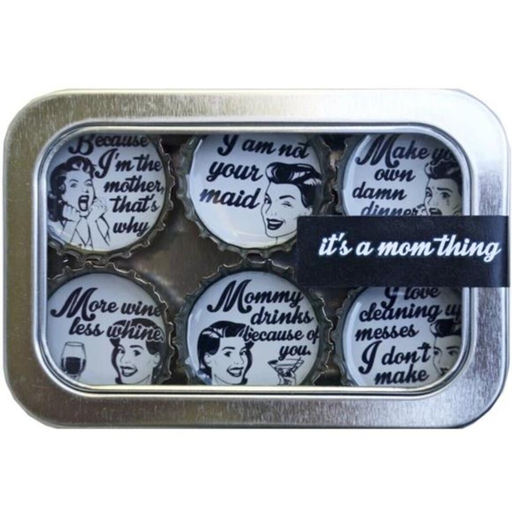 New It's A Mom Thing Six Piece Bottle Cap Magnet Set